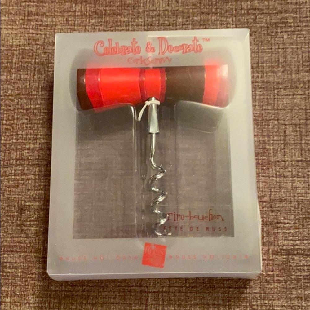 NWT Russ red bow looking cork screw
